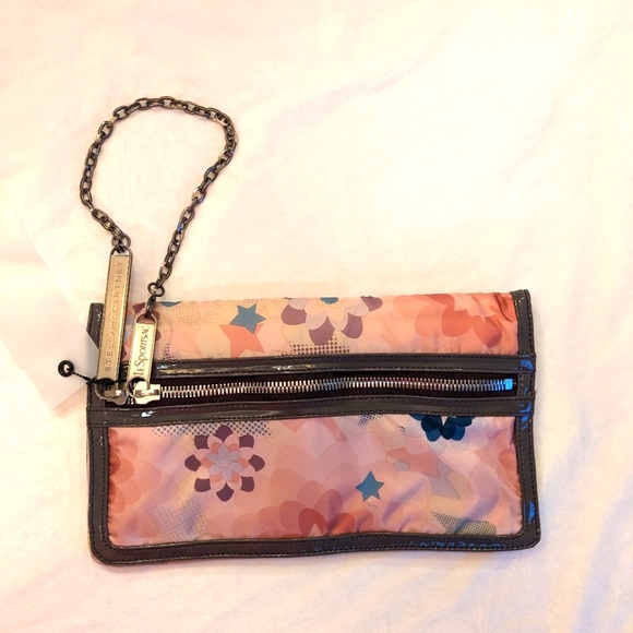 New! LeSportsac x Stella McCartney Patterned Silver Chain Clutch Wallet NWOT - Picture 1 of 8
